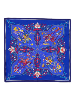 Pre-loved Hermès Poesie Persane Scarf, Blue/Multi, Blue/Multi