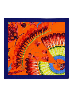Pre-loved Hermès Silk Feather Print Scarf, Orange/Multi, Orange/Multi
