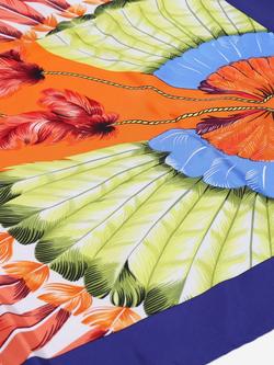 Pre-loved Hermès Silk Feather Print Scarf, Orange/Multi - view 2, Orange/Multi