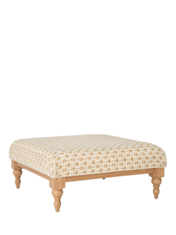 John Lewis OUTLET Willowmere Footstool, Light Leg, Like New, Bala Check Ochre, Bala Check Ochre