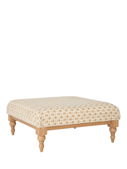 John Lewis OUTLET Willowmere Footstool, Light Leg, Like New, Bala Check Ochre, Bala Check Ochre