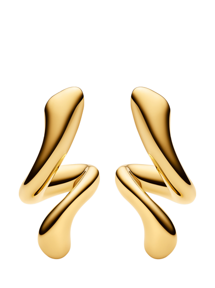 Maria Black Coil Curl Swirl Stud Earrings, Gold