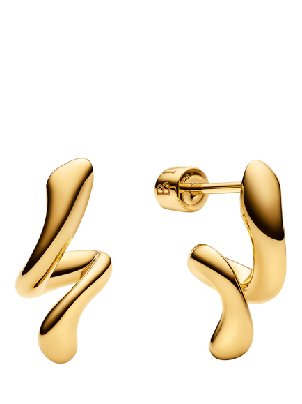 Maria Black Coil Curl Swirl Stud Earrings - view 2, Gold