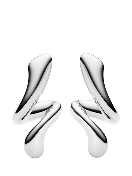 Maria Black Coil Curl Swirl Stud Earrings, Silver