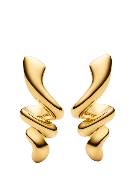 Maria Black Coil Swirl Earrings, Gold