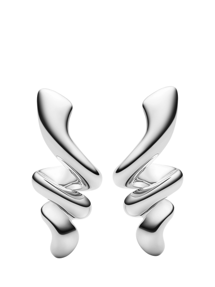 Maria Black Coil Swirl Earrings, Silver