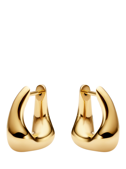 Maria Black Curved Satchel Bend Huggie Hoop Earrings, Gold, Gold