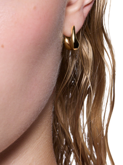 Maria Black Curved Satchel Bend Huggie Hoop Earrings, Gold - view 2, Gold