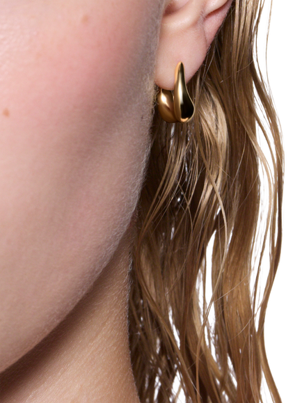 Maria Black Curved Satchel Bend Huggie Hoop Earrings, Gold - view 2, Gold