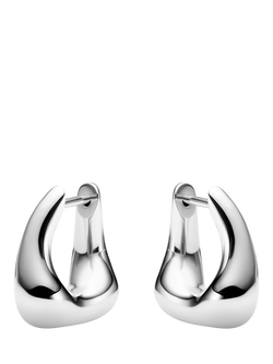 Maria Black Curved Satchel Bend Huggie Earrings, Silver, Silver