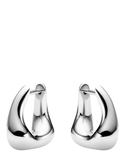 Maria Black Curved Satchel Bend Huggie Earrings, Silver, Silver