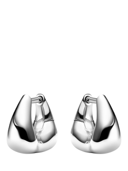 Maria Black Satchel Huggie Hoop Earrings, Silver, Silver