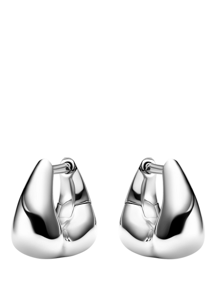 Maria Black Satchel Huggie Hoop Earrings, Silver, Silver