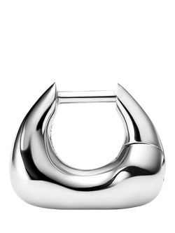 Maria Black Satchel Huggie Hoop Earrings, Silver - view 2, Silver