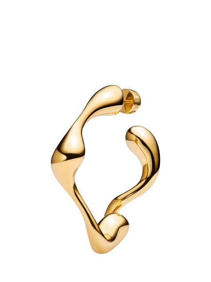 Maria Black Splash Swirl Large Hoop Earrings, Gold - view 2, Gold