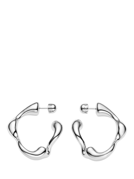 Maria Black Splash Swirl Hoop Earrings, Silver, Silver