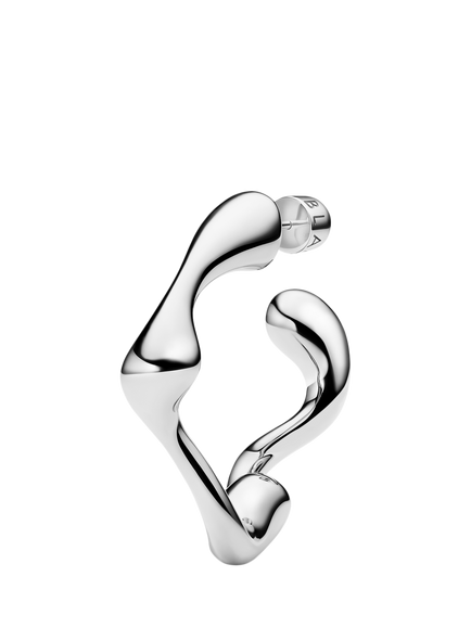 Maria Black Splash Swirl Hoop Earrings, Silver - view 2, Silver