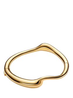 Maria Black Curved Splash Bangle, Gold, Gold