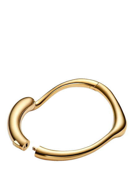 Maria Black Curved Splash Bangle, Gold - view 2, Gold