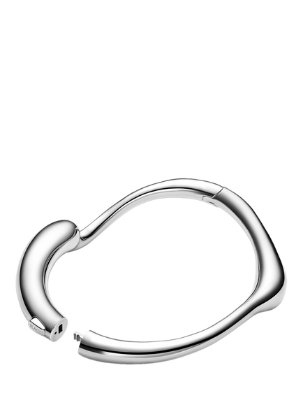 Maria Black Curved Splash Bangle, Silver - view 2, Silver