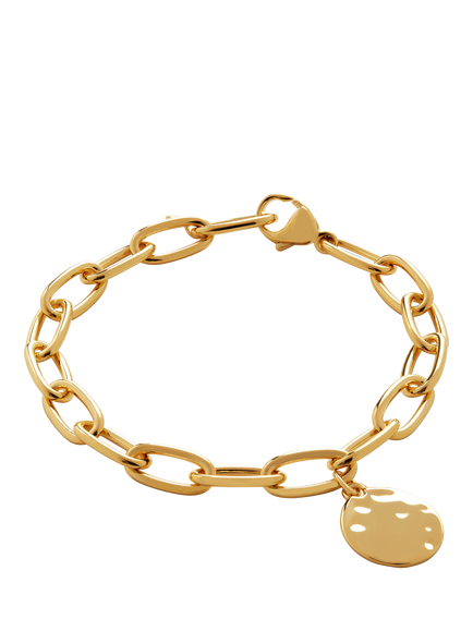 Monica Vinader Havana Open Link Oval Charm Bracelet, Gold, M-L, Gold