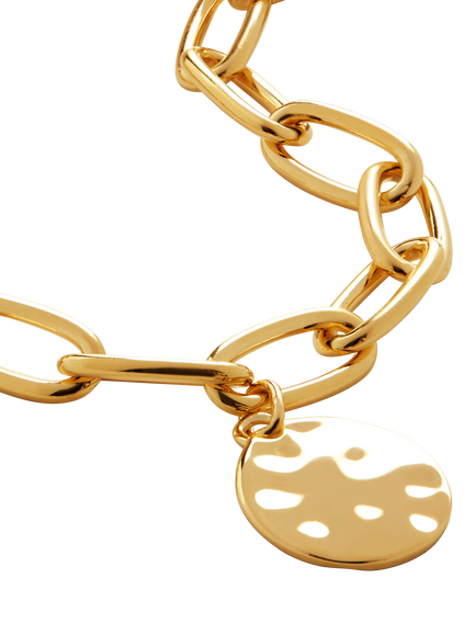 Monica Vinader Havana Open Link Oval Charm Bracelet, Gold, M-L - view 2, Gold