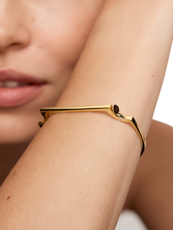 Monica Vinader Signature Slim Bangle, Gold - view 2, Gold