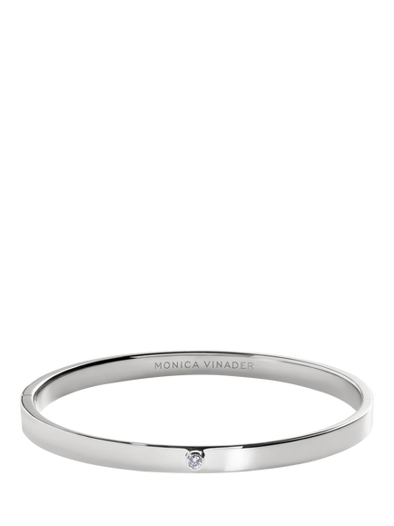 Monica Vinader Sterling Silver Solitaire Diamond Bangle, Small, Silver