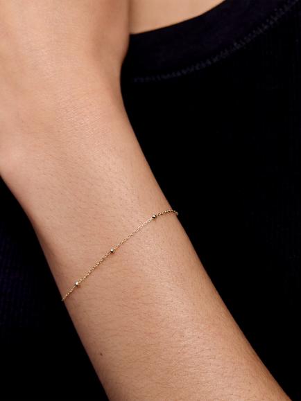 Monica Vinader Beaded Chain Bracelet, Gold - view 2, Gold