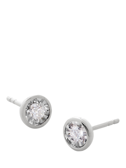 Monica Vinader Solitaire Diamond Stud Earrings, Silver, Silver