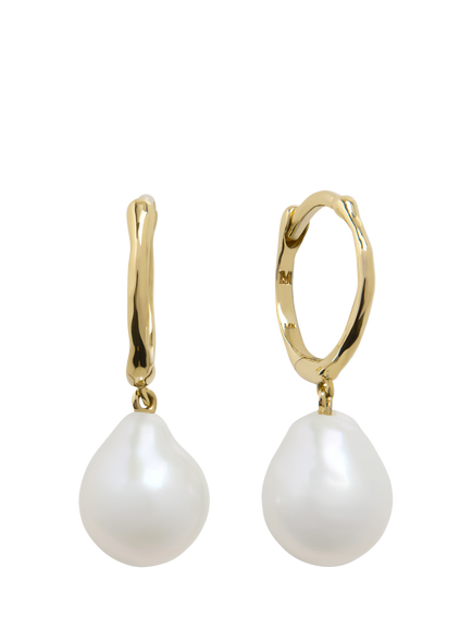 Monica Vinader Small Baroque Pearl Earrings, Gold, Gold