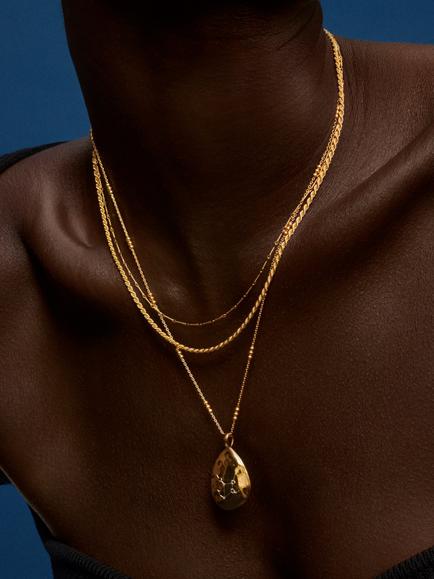 Monica Vinader Rope Chain Necklace, Gold - view 2, Gold