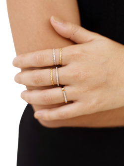 Monica Vinader Diamond Eternity Ring, Silver, M - view 2, Silver