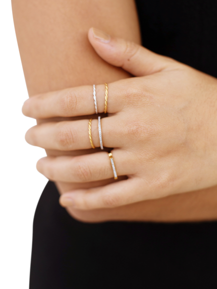 Monica Vinader Diamond Eternity Ring, Silver, M - view 2, Silver