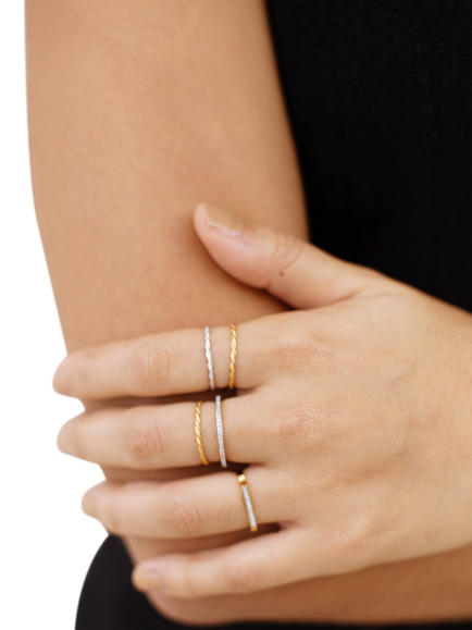 Monica Vinader Diamond Eternity Ring, Gold, P - view 2, Gold