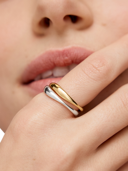 Monica Vinader Nura Reef Stacking Ring, Gold, N - view 2, Gold