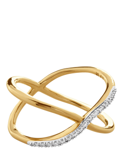 Monica Vinader Riva Diamond Ring, Gold, M, Gold