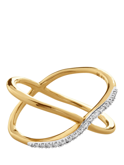 Monica Vinader Riva Diamond Ring, Gold, M, Gold