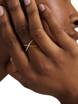 Monica Vinader Riva Diamond Ring, Gold, M - view 2, Gold