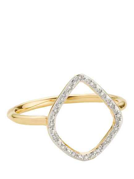 Monica Vinader Riva Kite Pavé Diamond Cross Over Ring, Gold, N, Gold