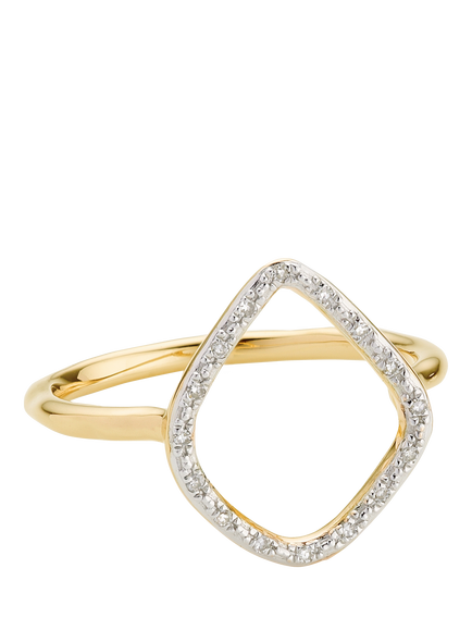 Monica Vinader Riva Kite Pavé Diamond Cross Over Ring, Gold, S, Gold
