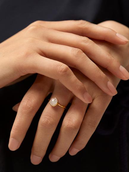 Monica Vinader Siren Moonstone Ring, Gold, N - view 2, Gold