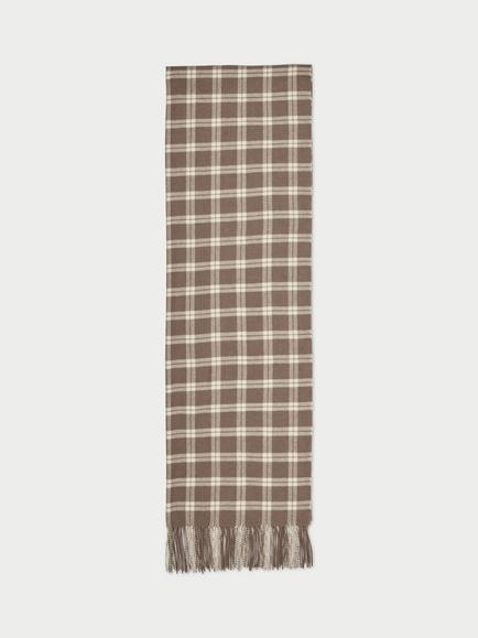 By Malene Birger Aurora Check Wool Blend Scarf, Fosil, Fosil