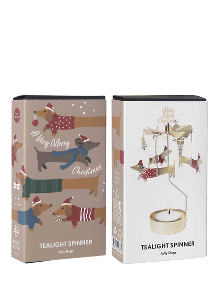 Pluto Produkter Jolly Dogs Tealight Spinner, Gold - view 2, Gold