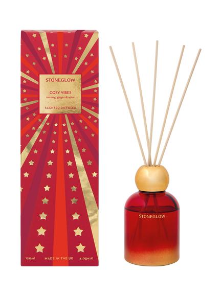 Stoneglow Cosy Vibes Diffuser, 120ml, Red & Gold