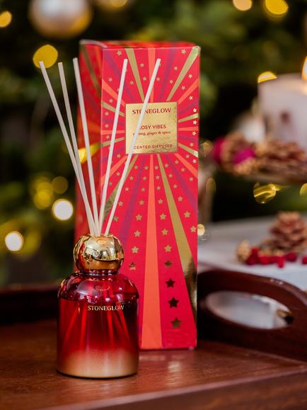 Stoneglow Cosy Vibes Diffuser, 120ml - view 2, Red & Gold
