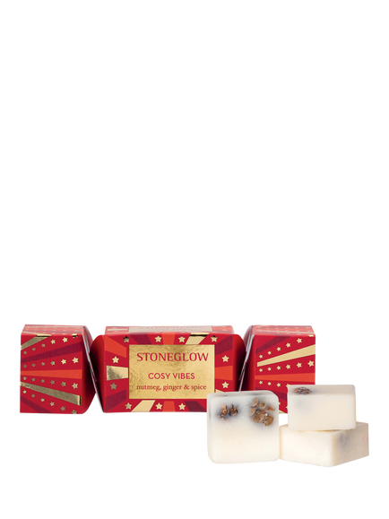 Stoneglow Cosy Vibes Soy Wax Melt Cracker, 3x 10g, Red & Gold