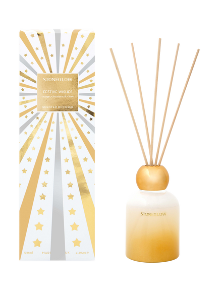Stoneglow Festive Wishes Diffuser, 120ml, White & Gold