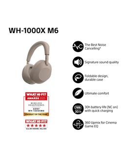 Sony WH-1000XM6 Noise Cancelling Wireless Bluetooth High Resolution Audio Over-Ear Headphones with Mic/Remote, Brown - view 2, Brown