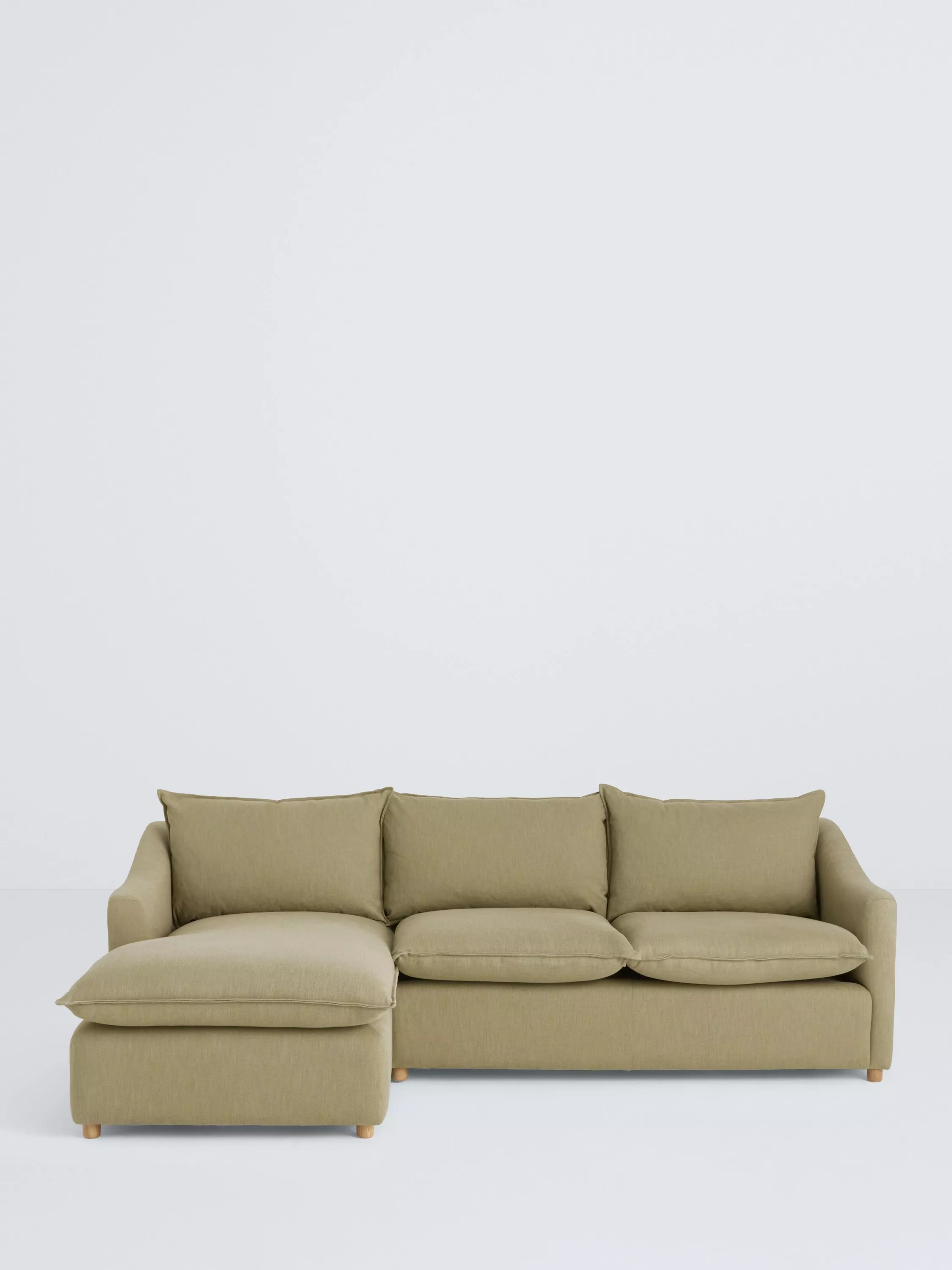 John Lewis Ashbourne Large 3 Seater LHF Chaise End Sofa, Olive Green